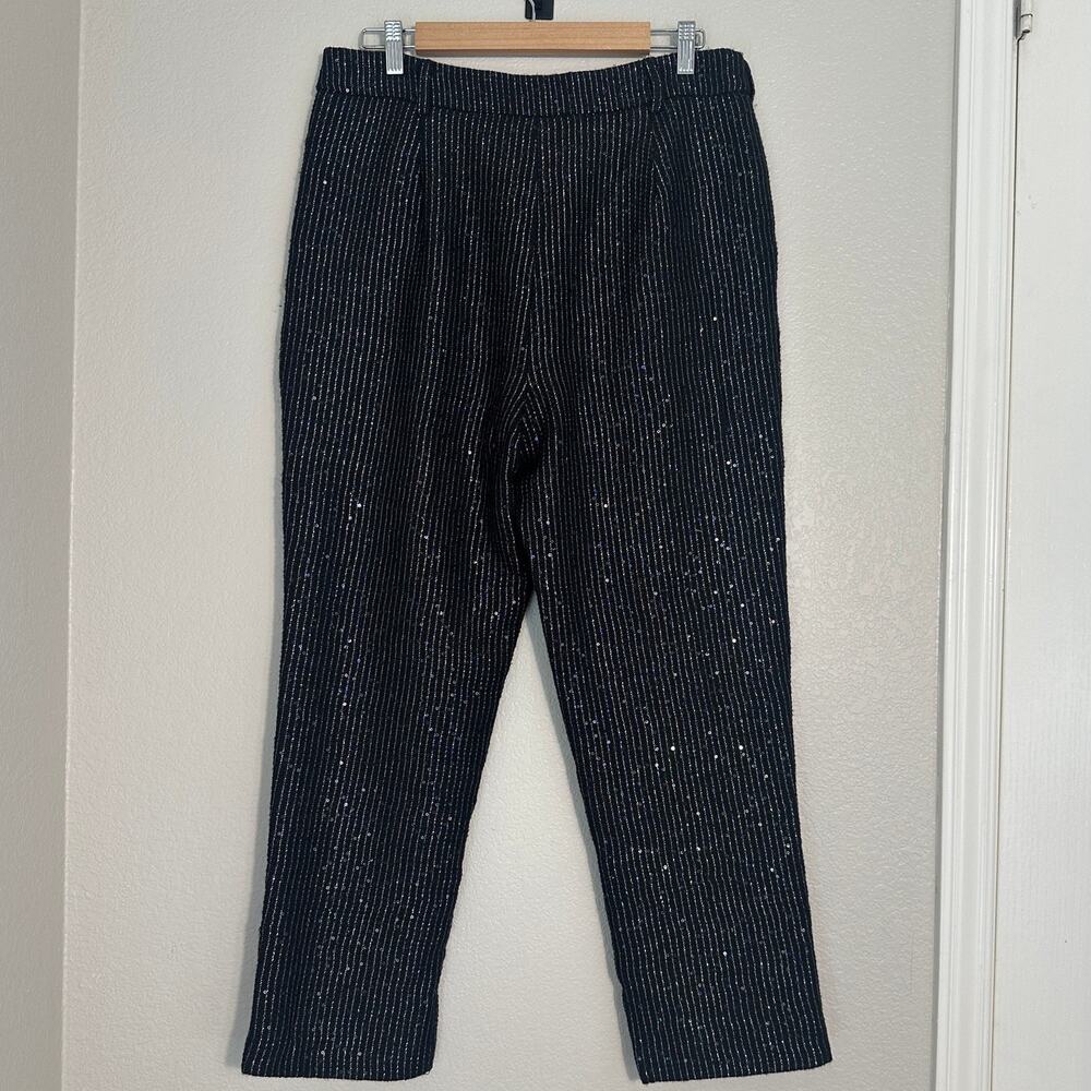 Walter Baker Black Tyler Pant, Sparkle Tweed,‎ Cropped, Holiday,  Size 12 NWOT - Picture 3 of 12